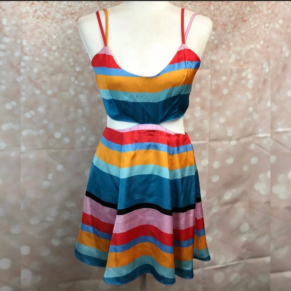 Lovers + Friends Alexandra Striped Cutout Dress S - Picture 2 of 6